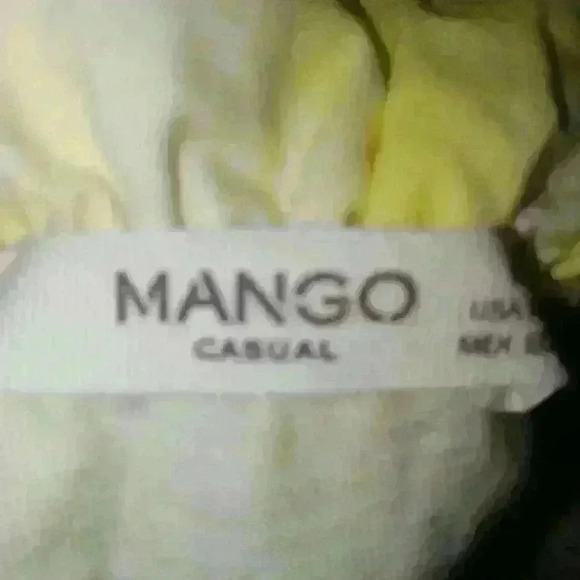 Women's White and Yellow Strapless Super Wide Shoulder Ruffle Top by Man… - Picture 9 of 11